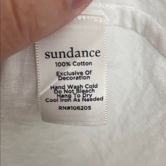 Sundance White Cotton Blouse with Teal Embroidery size Large - Picture 4 of 6